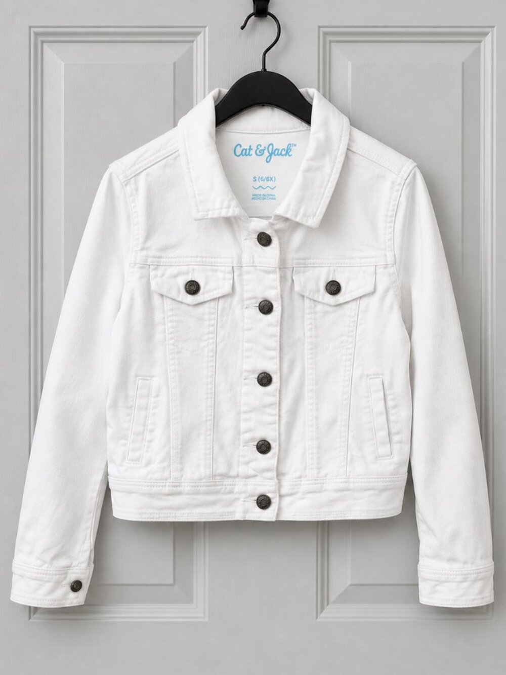 Cat & Jack Girls' White Denim Jacket Size S (6/6X)